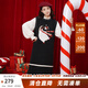 兩三事企鵝奇遇 2025春季新款趣味雪人圖案毛球毛織背心裙連衣裙 黑色 S