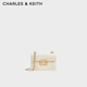 CHARLES&KEITH拼接菱格鏈條單肩斜挎小方包包女包生日禮物CK2-80701360 CK2-80701360Cream奶白色 S
