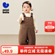 迷你巴拉男女童秋冬新款可愛(ài)護肚寶寶加絨背帶褲子 深咖啡50941 130 cm