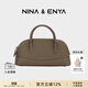 NINA&ENYA妮娜恩雅女包【生日禮物女士】蛙蛙包橫版頭層牛皮單肩斜挎包女 橫版女包【杏仁棕】