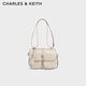 CHARLES&KEITH26春新品復古包掛鏈單肩腋下包豆腐包CK2-80782813 Sand沙色 S