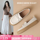 ZHR則則樂(lè )福鞋女經(jīng)典通勤風(fēng)厚底單鞋女舒適百搭媽媽女小皮鞋女BT90米色39
