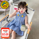 G.duck童裝女童連衣裙夏季2026新款兒童裙子夏天公主裙中小童女孩背心裙 藍色菠蘿 100 (建議身高90-100cm 3-4歲)