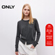 ONLY2025秋季新款利落正肩撞色邊長(cháng)袖開(kāi)衫針織衫女|12533A023 G50 深灰花紗 S