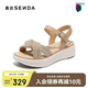 森達時(shí)裝涼鞋女夏羊皮厚底休閑涼鞋ZTG05BL5 杏色 37