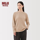 MUJI女式 雙股天竺編織 圓領(lǐng)長(cháng)袖T恤 上衣打底衫女款內搭女裝25年冬季 淺粉紅色 L (165/88A)