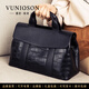曼尼瓊詩(shī)（VUNIQSON）品牌真皮托特包女士高檔時(shí)尚大氣手提包牛皮大容量單肩斜挎包女 黑色 大