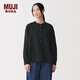 MUJI 女式 木棉混雙層紗織長(cháng)袖罩衫女士襯衫襯衣內搭26年春季女裝 黑色 L (165/88A)