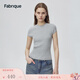 FabriqueBASIC灰色圓領(lǐng)羅紋針織套頭衫女夏季新品 灰色 S