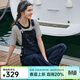 Navigare意大利小帆船牛仔背帶褲女士夏季高腰彈力吊帶褲顯腿長(cháng)時(shí)尚連體褲 海軍藍 L