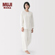 MUJI 女式 雙層紗織點(diǎn)狀提花長(cháng)袖睡衣女士家居服套裝純棉春季女款 米白色 M 上裝160/84A 下裝160/66A