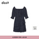DZZIT地素一字肩雪紡短袖連衣裙黑色滿(mǎn)溢法式浪漫少女情懷 黑色 S