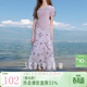 三彩2025秋季新款印花雪紡半身裙A字裙荷葉邊一片式長(cháng)裙氣質(zhì)M 淡紫色花卉 XL 170/76A