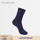 Tommy Hilfiger女裝商務(wù)休閑通勤簡(jiǎn)約小繡標純色運動(dòng)風(fēng)舒適微彈中筒襪子 藏藍色412 均碼