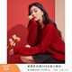 香影新年紅色毛衣女2026春季新款釘珠本命年慵懶風(fēng)圓領(lǐng)針織衫上衣 紅色 M