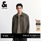 杰克·瓊斯（JACK&JONES）26年男裝春秋季外套男寬松翻領(lǐng)商務(wù)休閑仿麂皮夾克拉鏈上衣男士 E04橄欖黑 M （175）