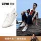 零度Zero男鞋時(shí)尚百搭真皮板鞋純色經(jīng)典免系帶休閑鞋男 白色 40
