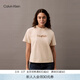 Calvin KleinJeans25夏季女士休閑通勤ck花朵字母貼布繡純棉針織短袖上衣T恤