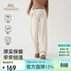 英氏（YEEHOO）A類(lèi)秋冬孕婦褲無(wú)托腹毛呢闊腿褲可調節抽繩孕期產(chǎn)后均可穿 杏色XL