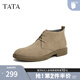 他她（TATA）男士靴耐磨舒適復古時(shí)尚沙漠靴加絨皮翻毛男靴休閑皮鞋VVX03DD2 駝色 41
