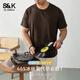 班尼路（Baleno）60S冰絲莫代爾棉短袖T恤男夏季薄款涼感寬松透氣速干絲光棉 咖啡色 L (適合115-130斤)