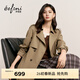 伊芙麗（eifini）【摯友風(fēng)衣】朱珠代言經(jīng)典口碑雙排扣高級感中長(cháng)款風(fēng)衣外套女春 橄欖綠 M 105-118斤