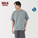 MUJI男式 防紫外線(xiàn) 華夫格圓領(lǐng)短袖T恤 男士男裝男款防曬上衣AB1PPA5A 淺藍色 S （165/84A）