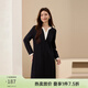 纖莉秀【撞色領(lǐng)口別致連衣裙】大碼女裝寬松顯瘦過(guò)膝裙胖mm春新款3849 黑白色 XL