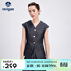 Navigare意大利小帆船牛仔馬甲女士25夏季新品時(shí)尚修身上衣V領(lǐng)無(wú)袖背心女 海軍藍 XL