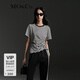 MO&Co.【新中式】短袖T恤中式盤(pán)扣抽繩捏褶棉質(zhì)收腰黑白條紋摩安珂 黑白條色-第1批 S 160