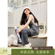 紫涵（ZIHAN）紫涵吊帶工裝背帶褲女年夏季新款美式復古休閑寬松闊腿連體褲 沉靜灰 M