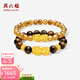 周六福  黃金手鏈男女款5D硬金貔貅虎眼石情侶手串 定價(jià) 男款-3.25g