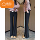 棉致黑色微喇休閑褲子女春秋季新款小個(gè)子垂感不貼腿高腰直筒顯瘦西褲 102黑色【常規高品質(zhì)】 L 105-115斤
