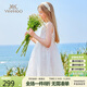 英氏（YEEHOO）女童公主裙兒童連衣裙中大童裝禮服無(wú)袖網(wǎng)紗背心裙子夏 白色 150 