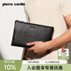 皮爾卡丹（pierre cardin）男士手拿包輕奢大容量商務(wù)高端皮夾頭層牛皮手抓信封包生日禮物 黑色_頭層牛皮【可裝7.9寸iPad】