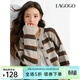 LAGOGO【抗起球】含羊毛外套女拉谷谷春秋新款撞色毛針織衫開(kāi)衫 混色(Y0) XL