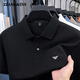 zzang&ins輕奢高端品牌短袖POLO衫男士夏季新款翻領刺繡休閑商務 t恤衣服潮 153Y黑色 L （建議130-140斤）