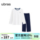 ubras純色舒適柔軟水果全棉家居服睡衣女短袖長(cháng)褲短褲套裝情侶款軟棉棉 【長(cháng)袖長(cháng)褲】女款-米白色 M