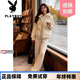 花花公子（PLAYBOY）品牌羽絨棉馬甲三件套女冬季新款休閑運動(dòng)小個(gè)子加絨加厚套裝 米杏色三件套 M (建議100斤以?xún)?