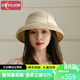 COYOJOR希遙家夏季赫本歐根紗蝴蝶結草帽女沙灘帽法式復古大檐漁夫帽可折疊遮陽(yáng) 杏色 均碼(53-58cm)