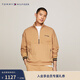 Tommy Hilfiger秋冬男裝純棉休閑簡(jiǎn)約字母半拉鏈立領(lǐng)寬松運動(dòng)服套頭衛衣 卡其RBL L