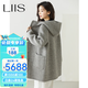 LIIS高端大牌灰色雙面羊絨大衣女中長(cháng)款連帽小個(gè)子寬松毛呢外套加 椰奶灰 M