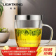 明尊（LIGHTKING）玻璃茶杯 帶過(guò)濾內膽辦公泡茶杯三件杯品茗杯玻璃茶具茶水分離杯 S-015B【500ml】