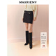 MAXRIENY優(yōu)雅復古小香風(fēng)收腰短款小A半裙秋款燙鉆a字高腰短裙 黑色 M