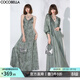 COCOBELLA[只此青綠]新中式印花吊帶裙雙面穿連衣裙FR0052-2 青綠 S