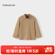 babylove【清倉】嬰幼兒打底衫春秋羊毛衫半高領(lǐng)長(cháng)袖t恤寶寶內搭上衣新生 沉香棕 100 cm
