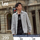 Lee標準版抓絨刺繡小Logo翻領(lǐng)男士長(cháng)袖襯衫休閑潮流LMT009100206 灰色 L
