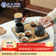 蘇氏陶瓷茶具套裝實(shí)木手柄側把茶壺日式竹面儲水茶盤(pán)高檔禮盒裝節日禮物