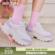 斯凱奇（Skechers）女鞋春季奶油蜜糕鞋厚底增高老爹鞋網(wǎng)面透氣休閑熊貓鞋 白色/粉色/紫色/WPRP 36 偏大建議選小半碼