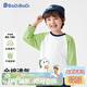 巴帝巴帝春秋款純棉嬰幼兒童t恤長(cháng)袖插肩撞色打底衫上衣 綠色汽車(chē)恐龍 110